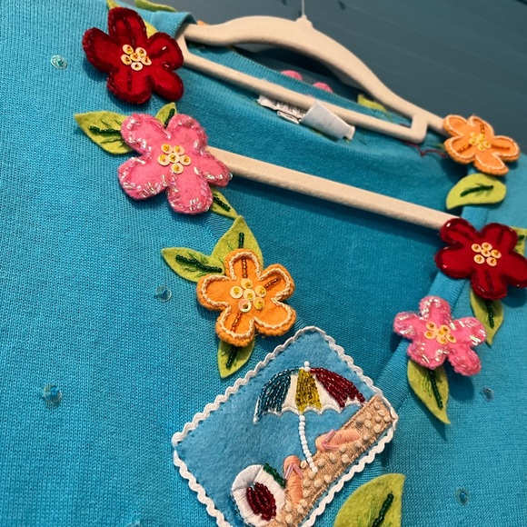 Jack B. Quick Rare Vintage Tropical Beaded Sweater - Picture 2 of 14